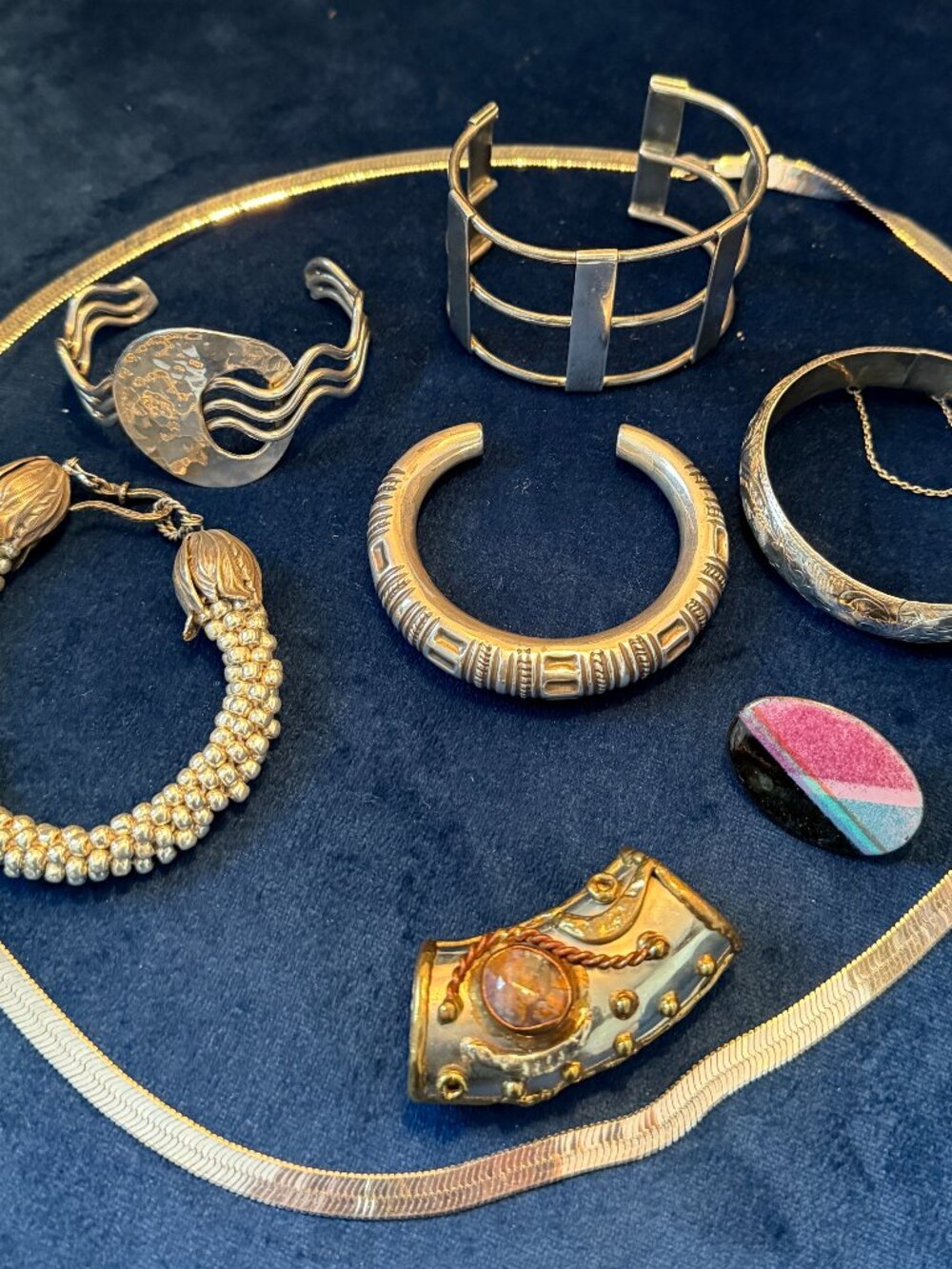 VTG Sterling Silver 925 Cuff Bracelet Lot & Artisan Statement Pieces